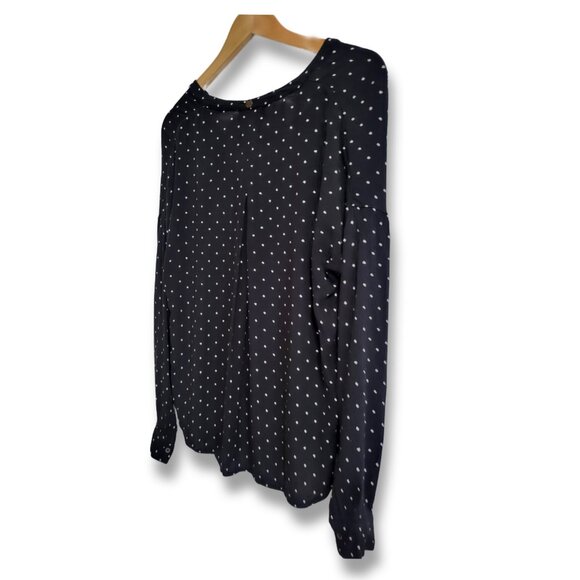 🌿Billabong Forget Me Knot Shirt Womens Medium Black White Polka Lace-Up V-Neck - Picture 6 of 11